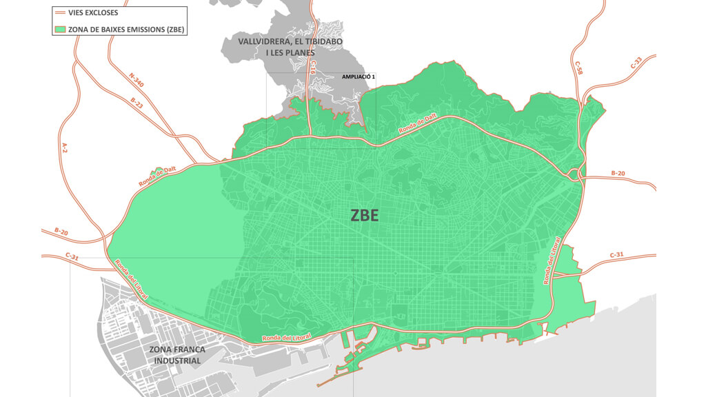 Zona delimitada Barcelona ZBE